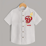 Om Imprinted Murugan Themed Customized Shirt For Kids - WHITE - 0 - 6 Months Old (Chest 23")