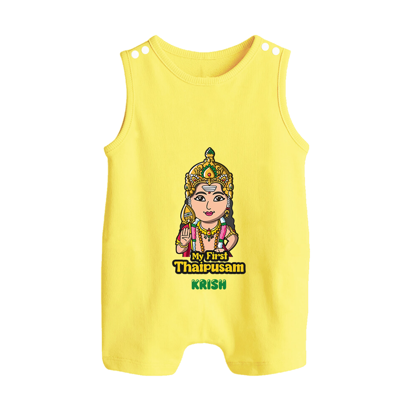 "My First Thaipusam - A Journey of Devotion and Celebration with Customized Romper Suit for Babies with Name" - PASTEL YELLOW - 0 - 5 Months Old (Chest 18")