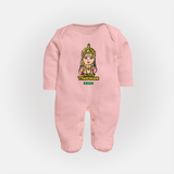 "My First Thaipusam - A Journey of Devotion and Celebration with Customized Sleep Suit for Babies with Name" - BABY PINK - New Born (Chest 7.5")