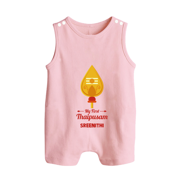 "Experiencing Thaipusam for the First Time - A Sacred Tradition with Customized Romper Suit for Babies with Name" - BABY PINK - 0 - 5 Months Old (Chest 18")