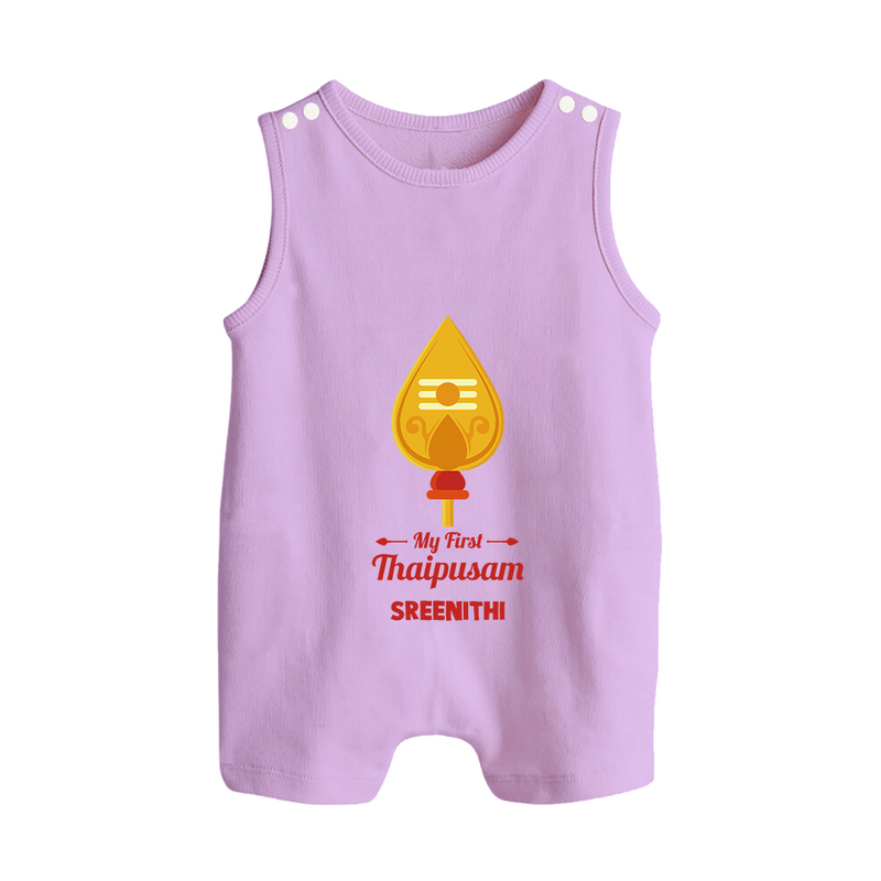 "Experiencing Thaipusam for the First Time - A Sacred Tradition with Customized Romper Suit for Babies with Name" - LILAC - 0 - 5 Months Old (Chest 18")