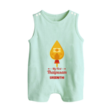 "Experiencing Thaipusam for the First Time - A Sacred Tradition with Customized Romper Suit for Babies with Name" - MINT GREEN - 0 - 5 Months Old (Chest 18")