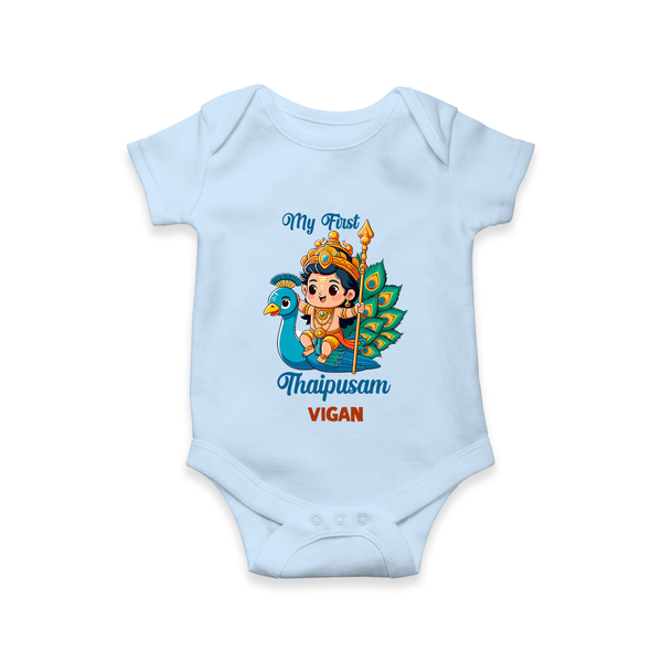 "My First Thaipusam - Embracing Faith and Culture with Customized Romper for Babies with Name" - BABY BLUE - 0 - 3 Months Old (Chest 16")