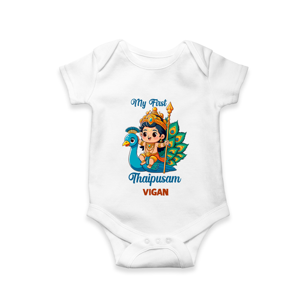 "My First Thaipusam - Embracing Faith and Culture with Customized Romper for Babies with Name" - WHITE - 0 - 3 Months Old (Chest 16")