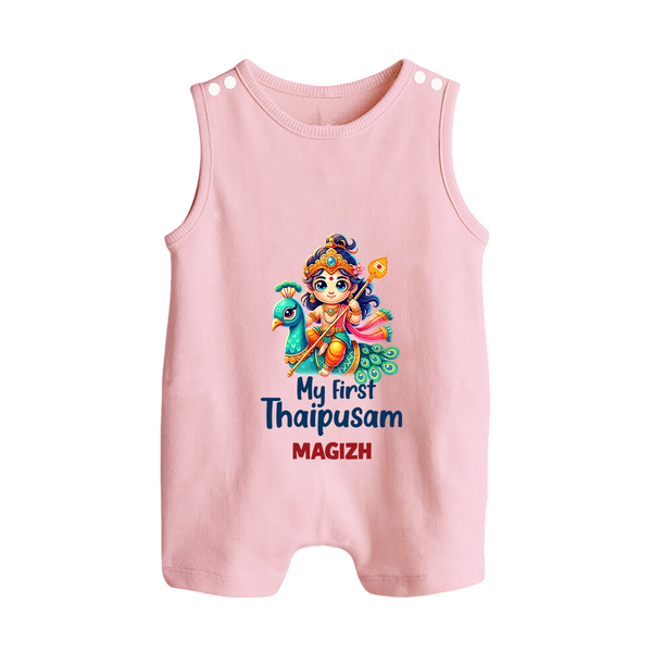 "First Steps into Thaipusam - A Festival of Devotion with Customized Romper Suit for Babies with Name" - BABY PINK - 0 - 5 Months Old (Chest 18")