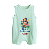 "First Steps into Thaipusam - A Festival of Devotion with Customized Romper Suit for Babies with Name" - MINT GREEN - 0 - 5 Months Old (Chest 18")