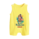 "First Steps into Thaipusam - A Festival of Devotion with Customized Romper Suit for Babies with Name" - PASTEL YELLOW - 0 - 5 Months Old (Chest 18")