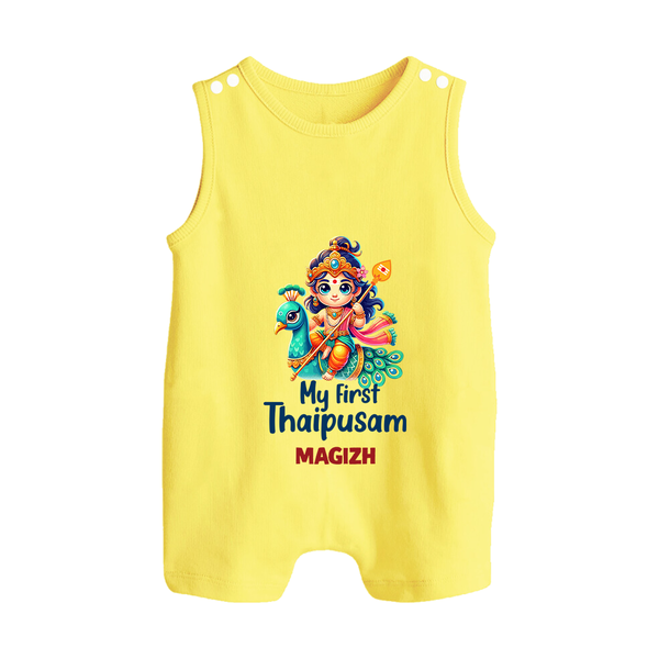 "First Steps into Thaipusam - A Festival of Devotion with Customized Romper Suit for Babies with Name" - PASTEL YELLOW - 0 - 5 Months Old (Chest 18")