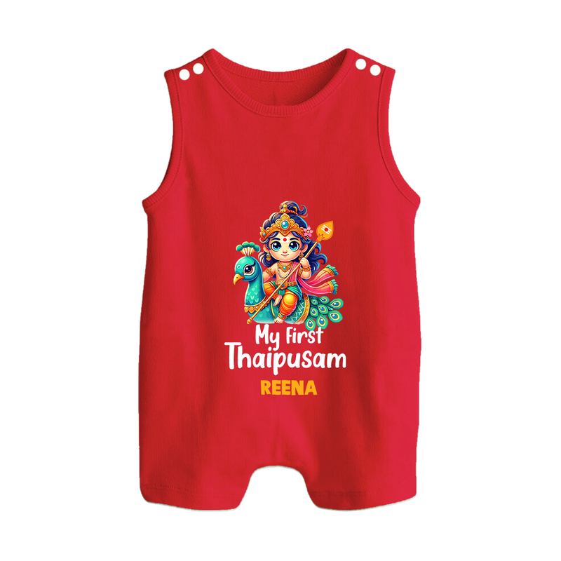 "First Steps into Thaipusam - A Festival of Devotion with Customized Romper Suit for Babies with Name" - RED - 0 - 5 Months Old (Chest 18")