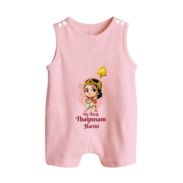 "My First Thaipusam - Celebrating with Joy and Reverence with Customized Romper Suit for Babies with Name" - BABY PINK - 0 - 5 Months Old (Chest 18")