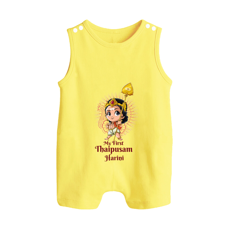 "My First Thaipusam - Celebrating with Joy and Reverence with Customized Romper Suit for Babies with Name" - PASTEL YELLOW - 0 - 5 Months Old (Chest 18")