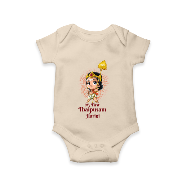 "My First Thaipusam - Celebrating with Joy and Reverence with Customized Romper for Babies with Name" - IVORY - 0 - 3 Months Old (Chest 16")