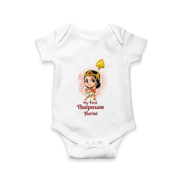 "My First Thaipusam - Celebrating with Joy and Reverence with Customized Romper for Babies with Name" - WHITE - 0 - 3 Months Old (Chest 16")