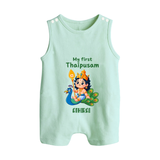 "My First Thaipusam - A Celebration of Tradition and Faith with Customized Romper Suit for Babies with Name" - MINT GREEN - 0 - 5 Months Old (Chest 18")