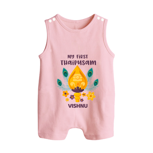 "Experiencing the Spirit of Thaipusam for the First Time with Customized Romper Suit for Babies with Name" - BABY PINK - 0 - 5 Months Old (Chest 18")