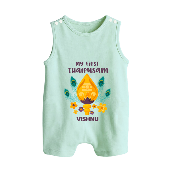 "Experiencing the Spirit of Thaipusam for the First Time with Customized Romper Suit for Babies with Name" - MINT GREEN - 0 - 5 Months Old (Chest 18")