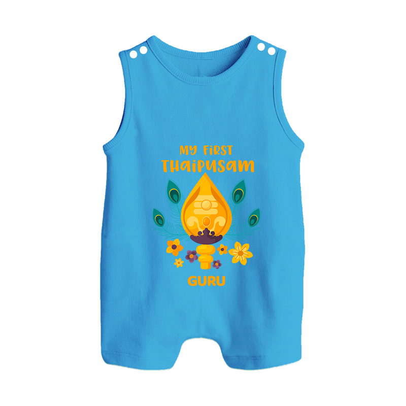 "Experiencing the Spirit of Thaipusam for the First Time with Customized Romper Suit for Babies with Name" - ROYAL BLUE - 0 - 5 Months Old (Chest 18")