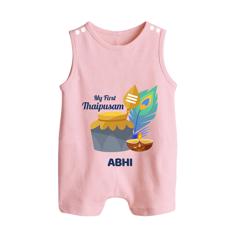 "First Thaipusam Memories - A Day of Faith and Festivity with Customized Romper Suit for Babies with Name" - BABY PINK - 0 - 5 Months Old (Chest 18")