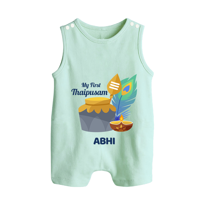 "First Thaipusam Memories - A Day of Faith and Festivity with Customized Romper Suit for Babies with Name" - MINT GREEN - 0 - 5 Months Old (Chest 18")