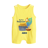 "First Thaipusam Memories - A Day of Faith and Festivity with Customized Romper Suit for Babies with Name" - PASTEL YELLOW - 0 - 5 Months Old (Chest 18")