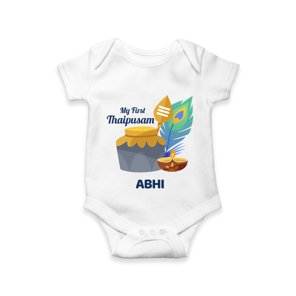 "First Thaipusam Memories - A Day of Faith and Festivity with Customized Romper for Babies with Name" - WHITE - 0 - 3 Months Old (Chest 16")