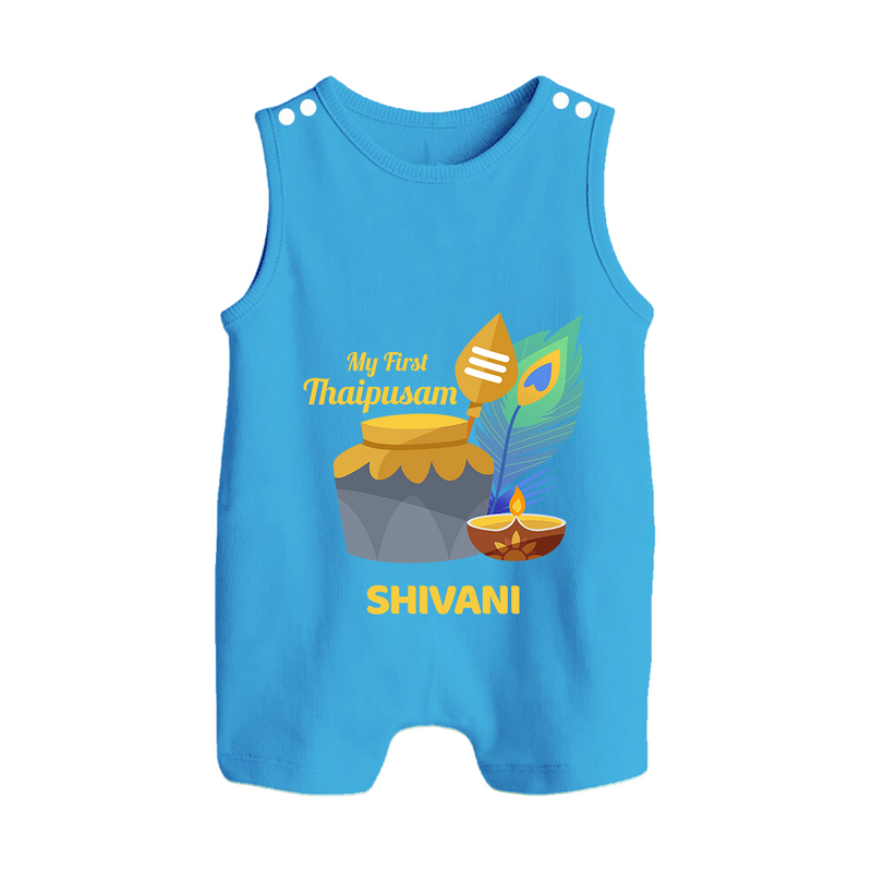 "First Thaipusam Memories - A Day of Faith and Festivity with Customized Romper Suit for Babies with Name" - ROYAL BLUE - 0 - 5 Months Old (Chest 18")