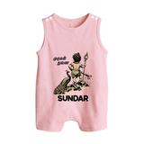 Little Murugan Devotee – Name Personalised Kids Romper Suit - BABY PINK - 0 - 5 Months Old (Chest 18")