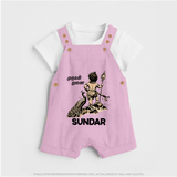 Little Murugan Devotee – Name Personalised Kids Dungaree - BABY PINK - 0 - 5 Months Old (Chest 18")