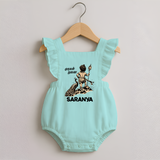 Little Murugan Devotee – Name Personalised Kids Romper Frock - MINT GREEN - 0 - 3 Months Old (Chest 19")