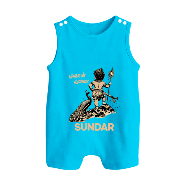 Little Murugan Devotee – Name Personalised Kids Romper Suit - SKY BLUE - 0 - 5 Months Old (Chest 18")
