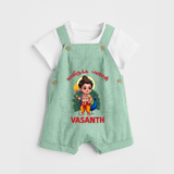 Vel Vel Muruga – Cute Baby Murugan Personalised Kids Dungaree - MINT GREEN - 0 - 5 Months Old (Chest 18")