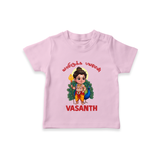 Vel Vel Muruga – Cute Baby Murugan Personalised Kids T-Shirt - BABY PINK - 0-5 Months Old (Chest 17")