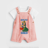 Divine Muruga Illustration Personalised Kids Dungaree - PEACH - 0 - 5 Months Old (Chest 18")