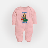 Divine Muruga Illustration Personalised Kids Fullbody Suit - BABY PINK - New Born (Chest 7.5")