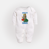 Divine Muruga Illustration Personalised Kids Fullbody Suit - WHITE - New Born (Chest 7.5")