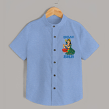 Divine Muruga Illustration Personalised Kids Shirt - SKY BLUE - 0 - 6 Months Old (Chest 23")