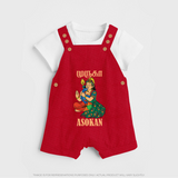 Divine Muruga Illustration Personalised Kids Dungaree - RED - 0 - 5 Months Old (Chest 18")
