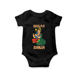 Divine Muruga Illustration Personalised Kids Romper - BLACK - New Born (Chest 14")