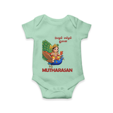 Little Murugan on Peacock – Name Personalised Kids Romper - MINT GREEN - New Born (Chest 14")