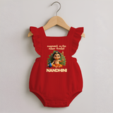 Karunai Kadale Kandha Potri – Personalised Kids Romper Frock - RED - 0 - 3 Months Old (Chest 19")