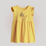 Golden Murugan Idol – Name Personalised Kids Baby Frock - PASTEL YELLOW - 0 - 3 Months Old (Chest 17")