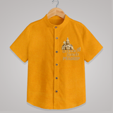 Golden Murugan Idol – Name Personalised Kids Shirt - CHROME YELLOW - 0 - 6 Months Old (Chest 23")