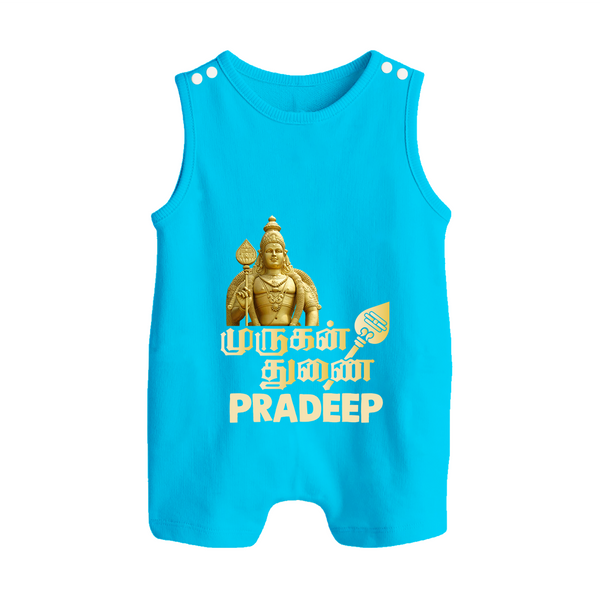Golden Murugan Idol – Name Personalised Kids Romper Suit - SKY BLUE - 0 - 5 Months Old (Chest 18")