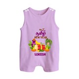  My First Tamil New Year Personalized Button Romper – Colorful Festive Baby Outfit - LILAC - New Born (Chest 18")