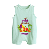  My First Tamil New Year Personalized Button Romper – Colorful Festive Baby Outfit - MINT GREEN - New Born (Chest 18")