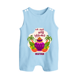My First Tamil New Year Personalized Button Romper – Classic Traditional Baby Outfit - BABY BLUE - New Born (Chest 18")