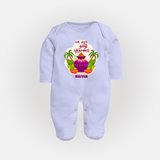 My First Tamil New Year Personalized Baby Full Body Suit – Classic Traditional Baby Outfit - BABY BLUE - New Born (Chest 7.5")