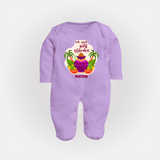 My First Tamil New Year Personalized Baby Full Body Suit – Classic Traditional Baby Outfit - LILAC - New Born (Chest 7.5")
