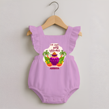 My First Tamil New Year Personalized Romper Frock – Classic Traditional Baby Outfit - BABY PINK - 0 - 3 Months Old (Chest 19")