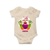 My First Tamil New Year Personalized Baby Romper – Classic Traditional Baby Outfit - IVORY - New Born (Chest 14")